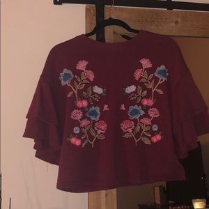 Cropped Floral Short Sleeve Top